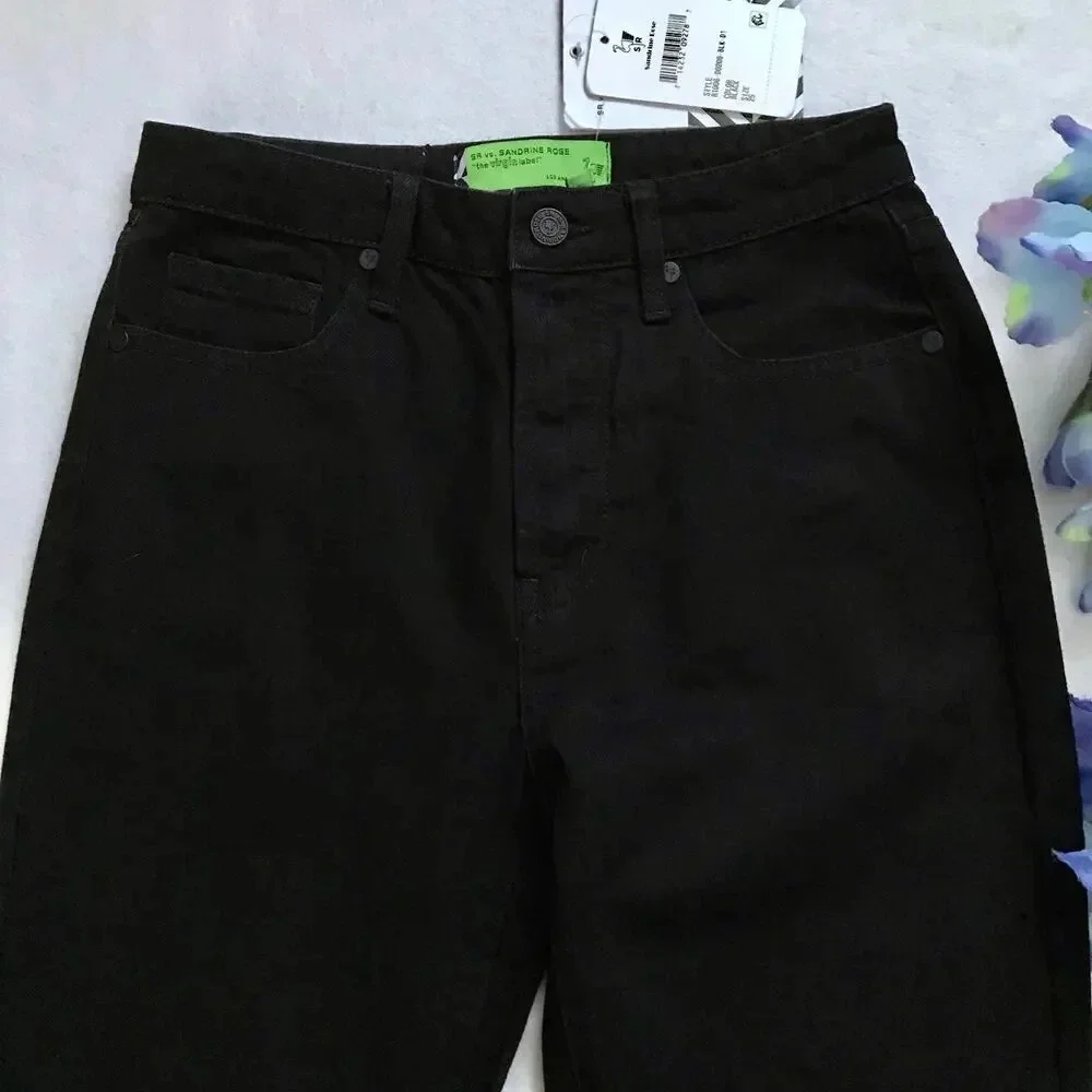 Free People Sandrine Rose NWT Black Mid Rise Ankle Jeans Women 25